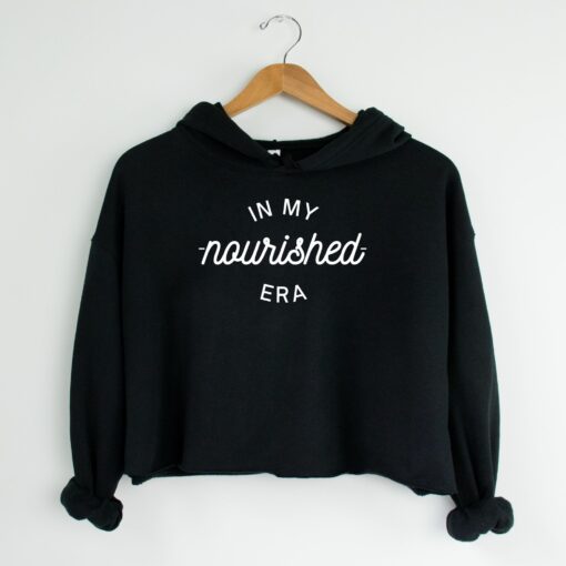 In My Nourished Era Cropped Hoodie for Women Black