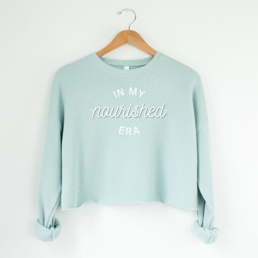 In My Nourished Era Cropped Sweatshirt Light Blue