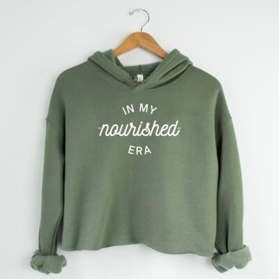 In My Nourished Era Cropped Hoodie for Women Forest Green