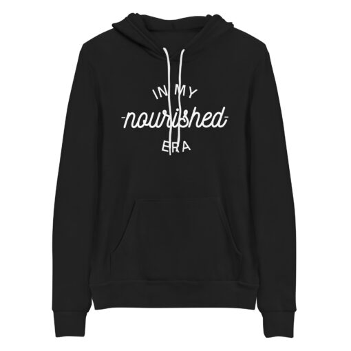 In My Nourished Era Regular sized unisex pullover hoodie Black