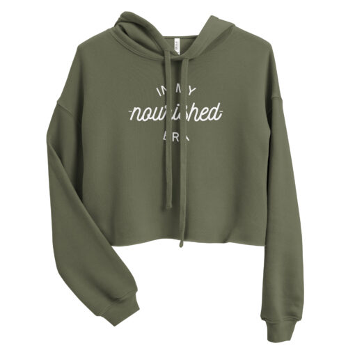 In My Nourished Era Cropped Hoodie for Women Forest Green